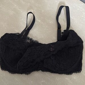 Agent Provocateur black lace bra and double lace with side string underwear set